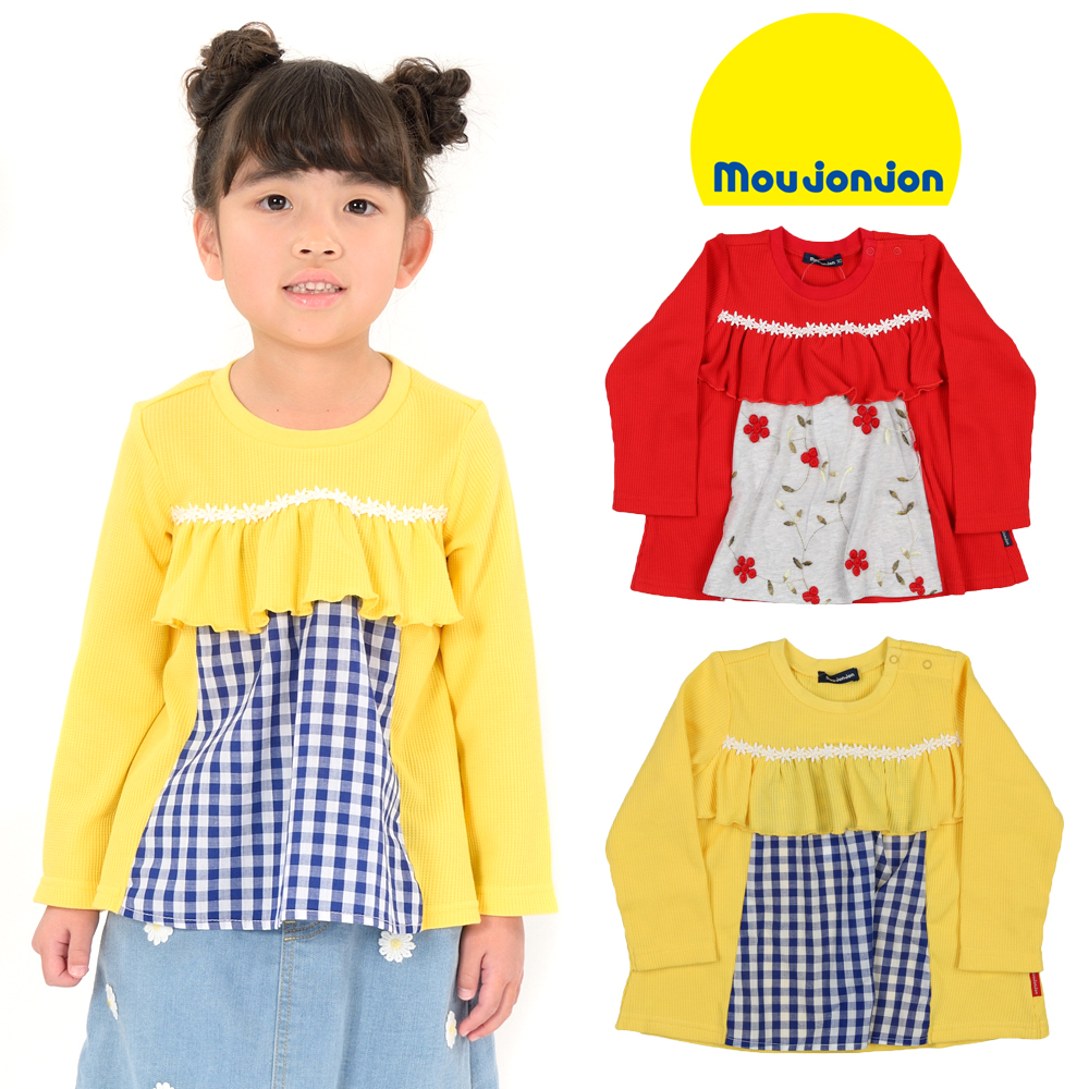 M10844moujonjon (ムージョンジョン) お花レース使い切替チュニックTシャツ