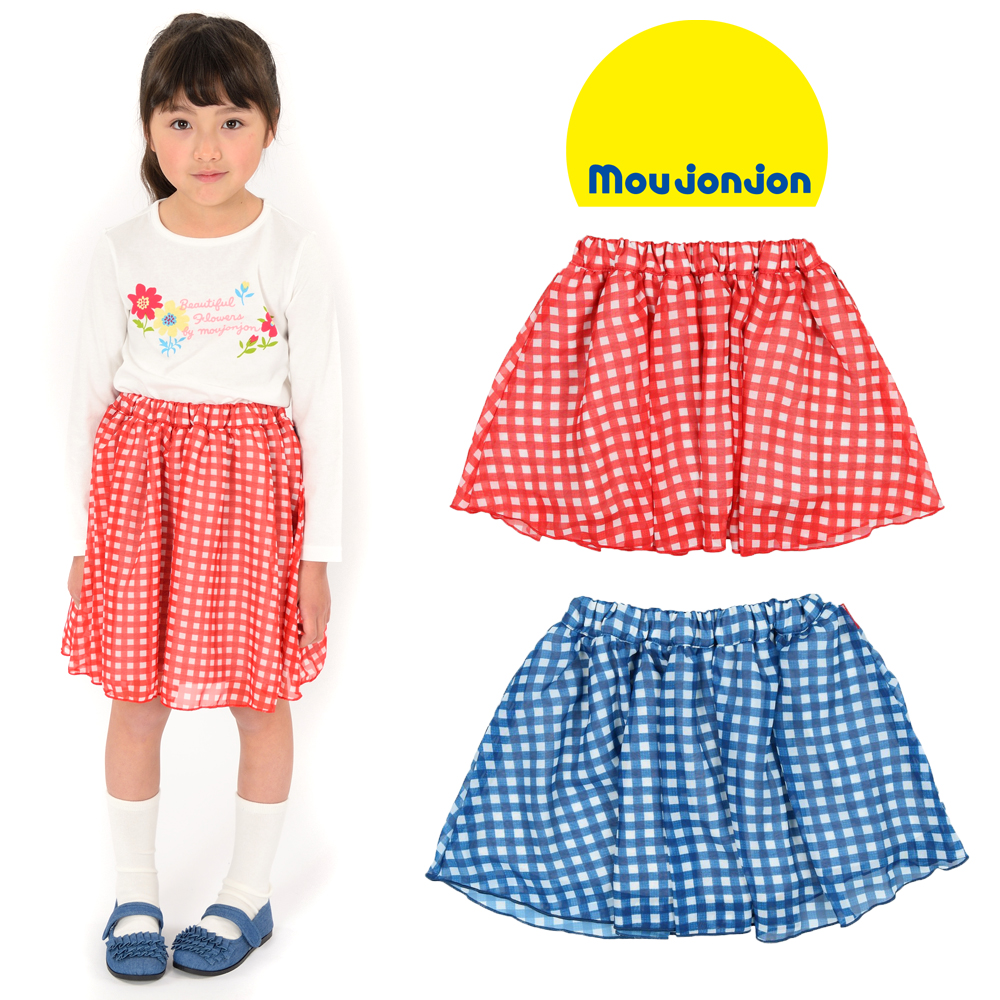 M11241moujonjon (ムージョンジョン) ギンガムチェック柄シフォンスカート
