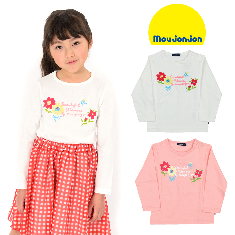 M20806moujonjon (ムージョンジョン) 日本製お花ロゴプリントTシャツ