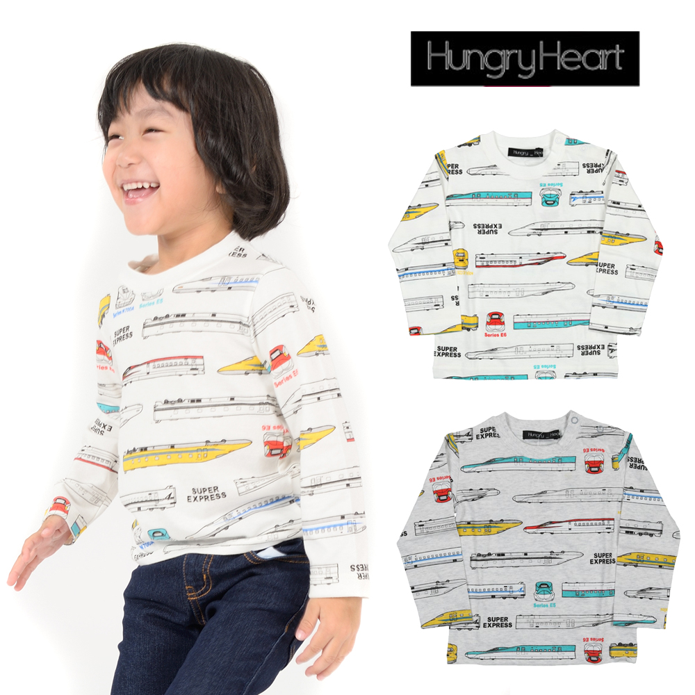 S10820ungry Heart (ハングリーハート) 日本製JR新幹線ボーダー総柄Tシャツ