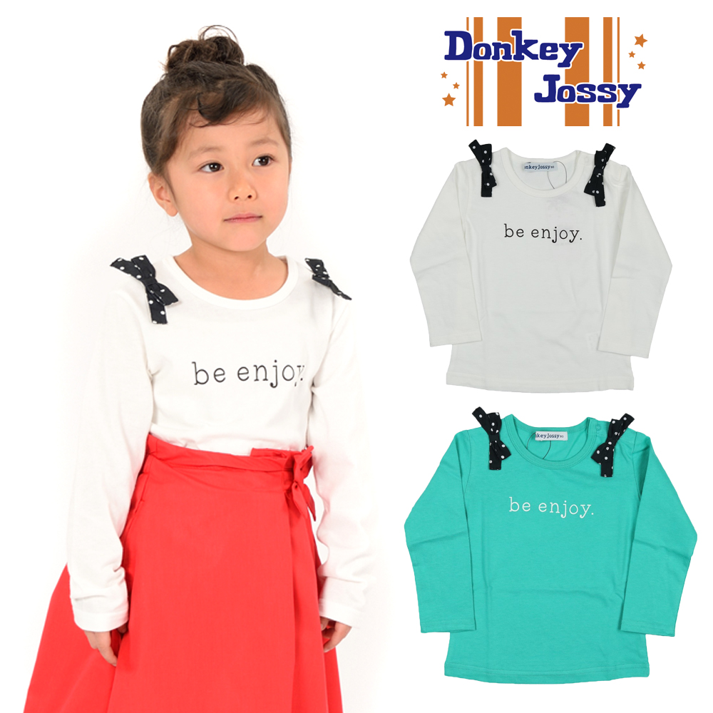 S20806Donkey Jossy (ドンキージョシー) 日本製肩りぼん付ロゴプリントTシャツ