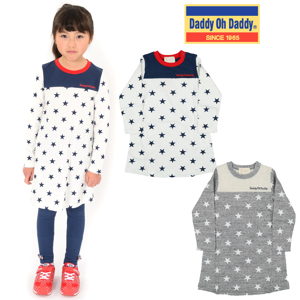 V10322Daddy Oh Daddy (ダディオダディ) 日本製星プリント総柄切替ワンピース