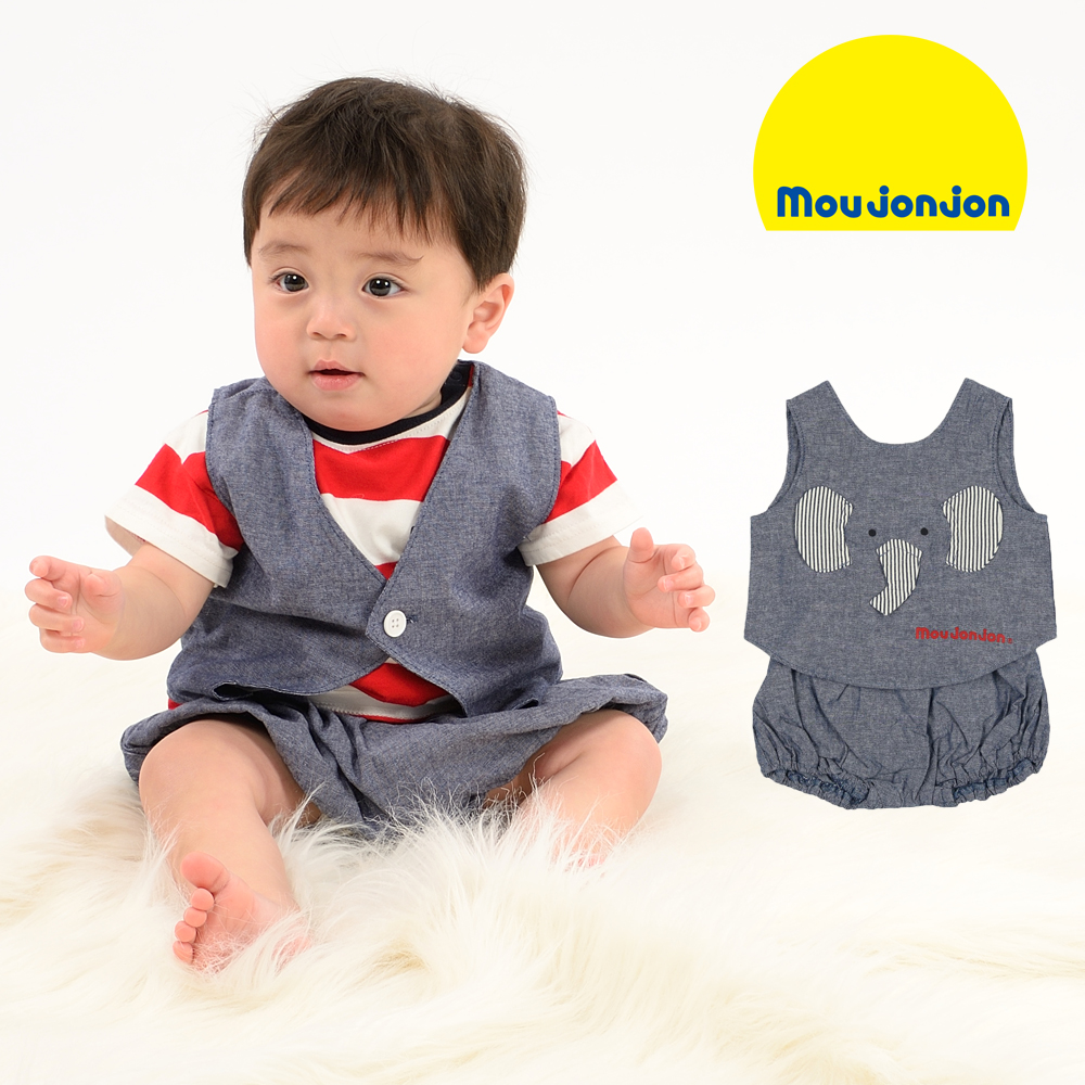 M30706moujonjon (ムージョンジョン) ぞうさんダンガリーセットアップ