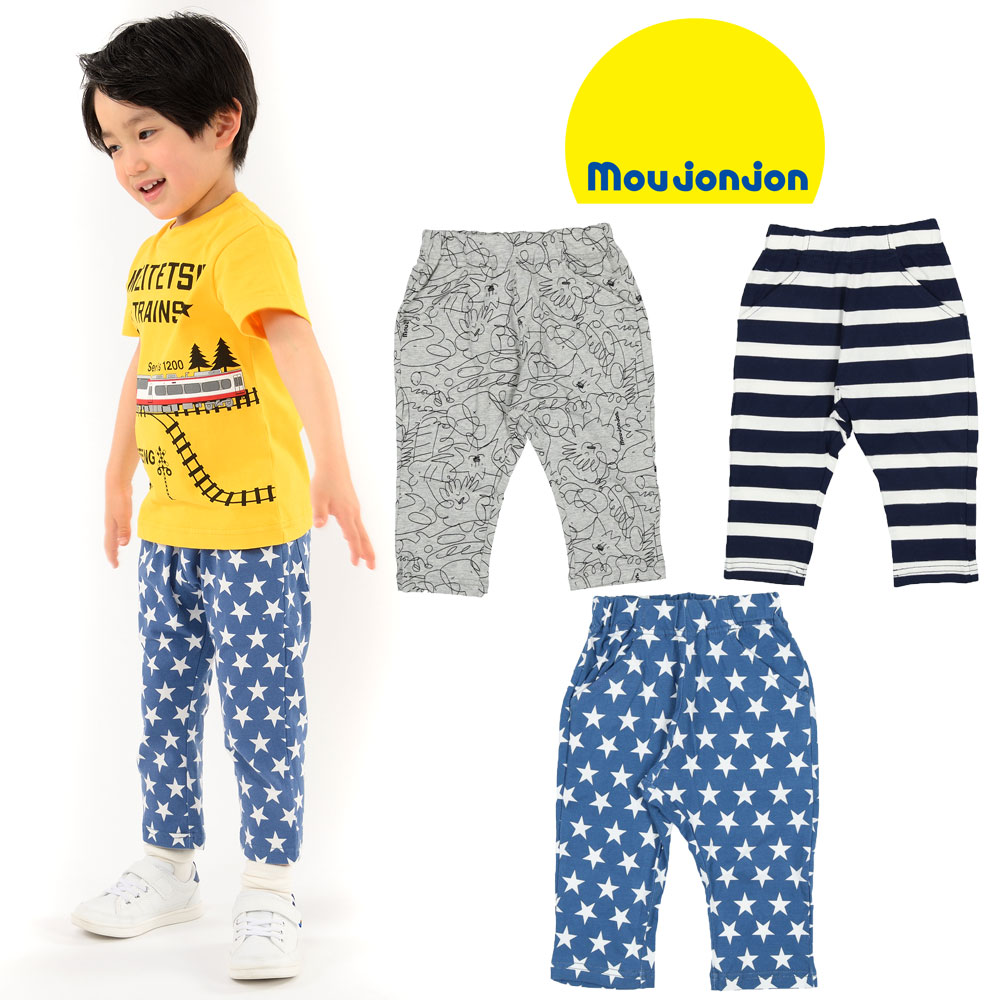 M31100moujonjon (ムージョンジョン) 動物・ボーダー・星総柄7分丈パンツ